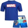 Marvel Boys Rash Guard Set - UPF 50 Avengers Short Sleeve Boys Swim Shirt and Swim Trunks (Sizes: 2T-12), Size 3T, Royal Avengers Stripes view 2