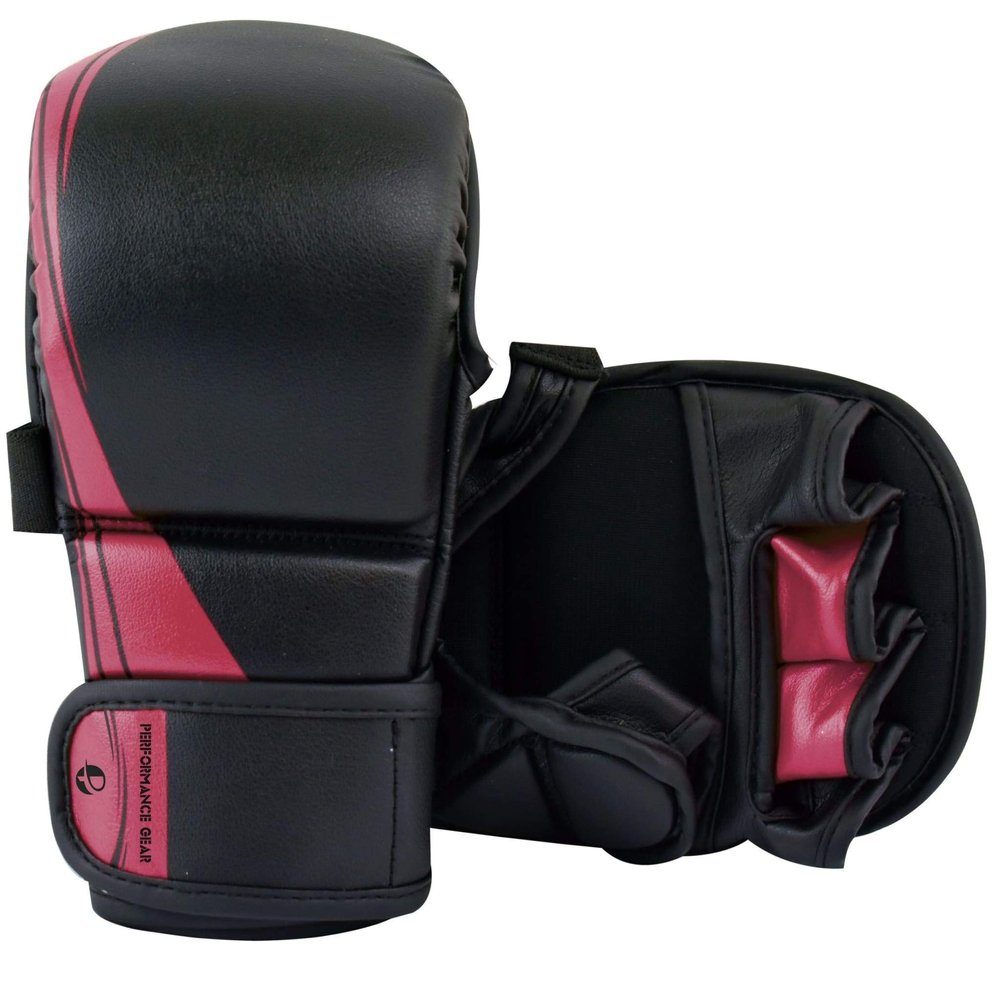 Ultimate - Performance Series - MMA Sparring Shooter Gloves - MMA Boxing Muay Thai Training Bag Work (L/XL, Black / Pink)