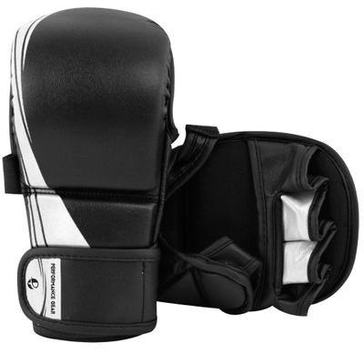 Ultimate - Performance Series - MMA Sparring Shooter Gloves - MMA Boxing Muay Thai Training Bag Work (S/M, Black / White)