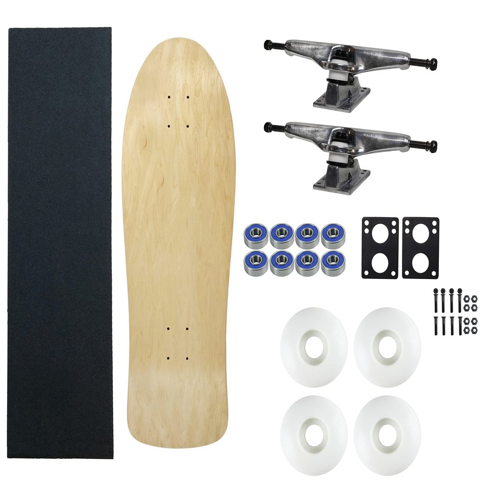 Moose Old School 80's Skateboard Complete 30" Natural with Hollow 7.0 Silver/Silver Trucks, 58mm White Wheels