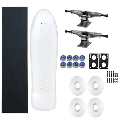 Moose Old School 80's Skateboard Complete 30" White with Hollow 7.0 Silver/Silver Trucks, 58mm White Wheels