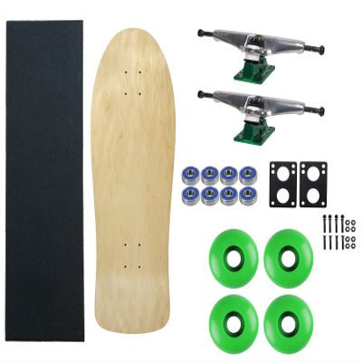 Moose Old School 80's Skateboard Complete 30" Natural with Hollow 7.0 Silver/Green Trucks, 58mm Green Wheels