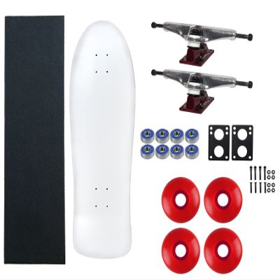 Moose Old School 80's Skateboard Complete 30" White with Hollow 7.0 Silver/Red Trucks, 58mm Red Wheels