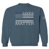 0181. Blue Lives Matter American Flag Thin Blue Line USA Police Support Patriotic Style Men's Crewneck Sweatshirt (Indigo Blue X-Large) view 1