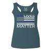 0181. Blue Lives Matter American Flag Thin Blue Line USA Police Support Patriotic Style Women's Tank Top Racerback (Indigo Blue X Small) view 1