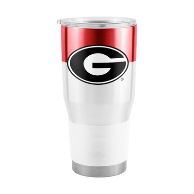 Logo Brands NCAA Georgia Bulldogs - 30oz Colorblock Stainless Steel Tumbler, Double-Wall Vacuum Insulated, Slider Lid, Ergonomic Design, Silicone Grip