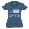 0181. Blue Lives Matter American Flag Thin Blue Line USA Police Support Patriotic Style for Women V Neck Fitted T Shirt (Indigo Blue Medium) view 1