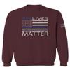 0181. Blue Lives Matter American Flag Thin Blue Line USA Police Support Patriotic Style Men's Crewneck Sweatshirt (Maroon Small) view 1