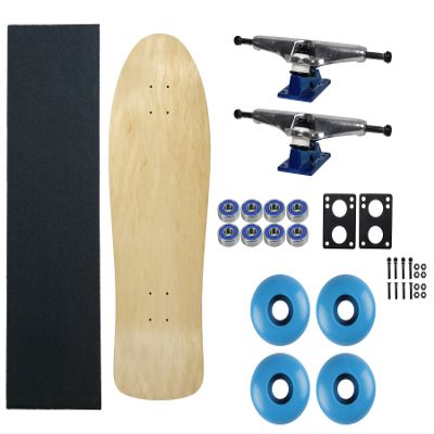 Moose Old School 80's Skateboard Complete 30" Natural with Hollow 7.0 Silver/Blue Trucks, 58mm Blue Wheels