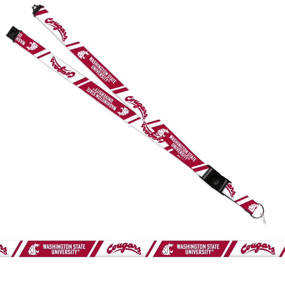 Rico Industries NCAA Washington State Cougars - WSU Alternating Team Colors 18" x 1" Premium Unisex-Adult Safety Breakaway Lanyard