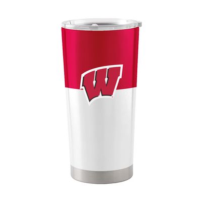 Logo Brands NCAA Wisconsin Badgers - 20oz Colorblock Stainless Steel Tumbler, Double-Wall Insulated, Slider Lid