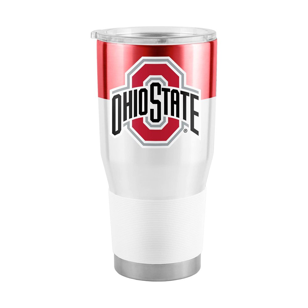 Logo Brands NCAA Ohio State Buckeyes - 30oz Gameday Stainless Steel Tumbler, Double-Wall Vacuum Insulated, Slider Lid, Ergonomic Design, Silicone Grip