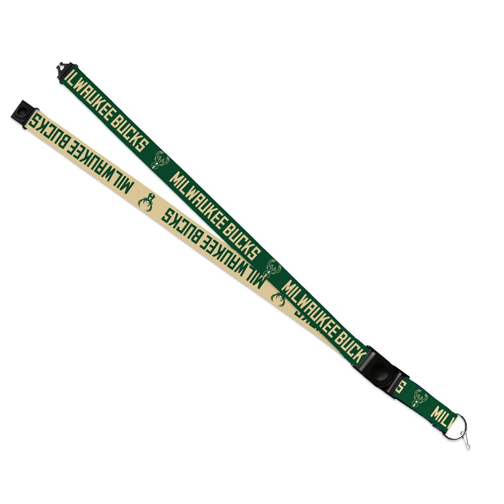 Rico Industries NBA Basketball Milwaukee Bucks Team Colors 18" x 1" Premium Unisex-Adult Safety Breakaway Lanyard