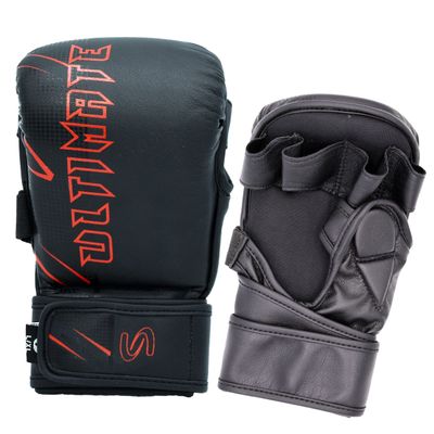 Ultimate Series MMA Sparring Gloves - Boxing MMA Muay Thai (Black Red, L/XL)
