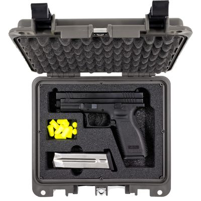 Evergreen Single Pistol Case - USA Made Mil Spec Single Pistol w/Magazine storage capacity case - Best hard protective case for home storage and secure travel