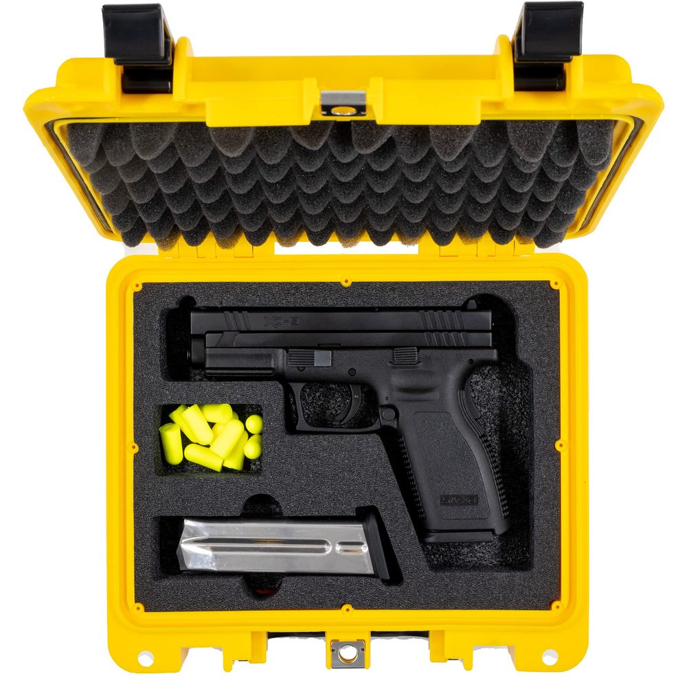 Evergreen Single Pistol Case - USA Made Mil Spec Single Pistol w/Magazine storage capacity case - Best hard protective case for home storage and secure travel