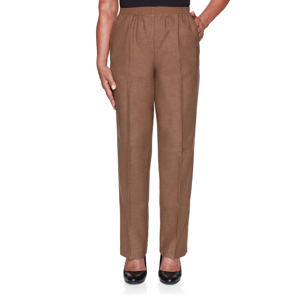 Alfred Dunner Womens Petite Classic Signature Fit Textured Trousers with All-Around Elastic Waistband Size 6P