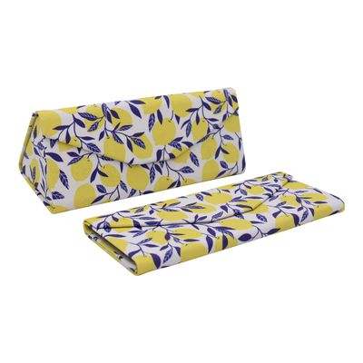 Real Sic Glasses Case for Men and Women - Magnetic Folding Hard Shell Sunglass Holder - Vegan Leather Eyeglass Protector, Variety of Styles Inspired by Nature - (Lemon)