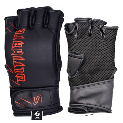 Ultimate Series MMA Gloves - MMA Boxing Muay Thai Training & Fight (Black Red, S/M)