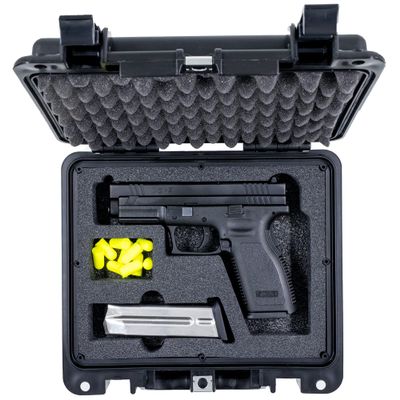 Evergreen Single Pistol Case - USA Made Mil Spec Single Pistol w/Magazine storage capacity case - Best hard protective case for home storage and secure travel