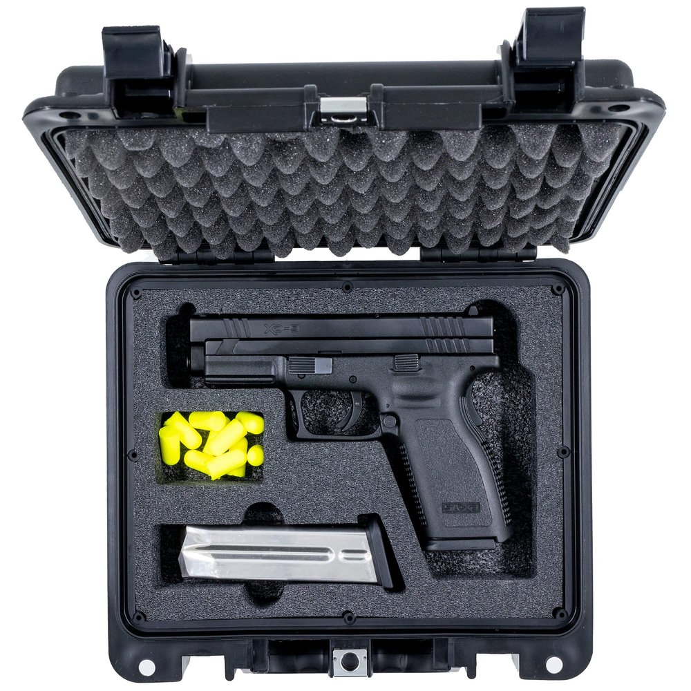Evergreen Single Pistol Case - USA Made Mil Spec Single Pistol w/Magazine storage capacity case - Best hard protective case for home storage and secure travel