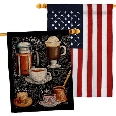 Angeleno Heritage Ultimate Coffees Burlap House Flag Pack Beverages Coffee & Tea Latte Capucchino Expresso Drink Cream Cup Teapot Embroidery Banner Small Garden Yard Gift Double-Sided, Made in USA