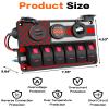 IZTOSS 6 Gang Switch Panel Waterproof Rocker Switch Panel Aluminum American Flag Design Marine Swtich Panel with Dual USB Charger, Digital Voltmeter, Power Socket for Boat Car RV view 2