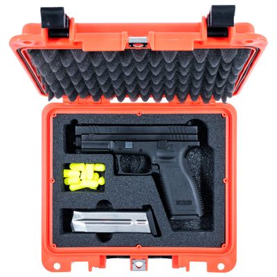 Evergreen Single Pistol Case - USA Made Mil Spec Single Pistol w/Magazine storage capacity case - Best hard protective case for home storage and secure travel