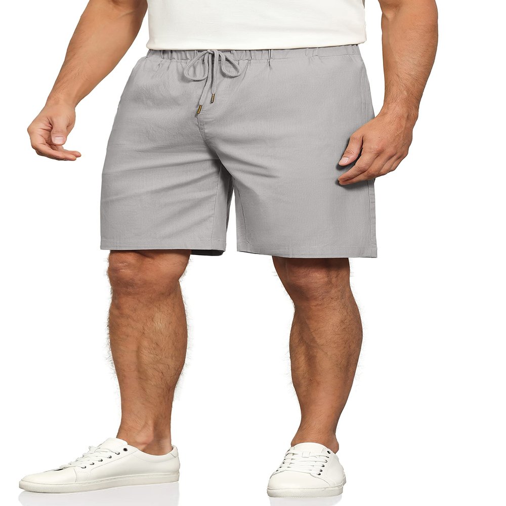 Janmid Men's Shorts Casual Classic Fit Drawstring Summer Beach Shorts with Elastic Waist and Pockets Dark Grey M