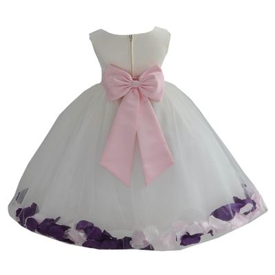 Wedding Pageant Mixed Petals Ivory Flower Girl Dress Toddler Easter Holiday 302t S