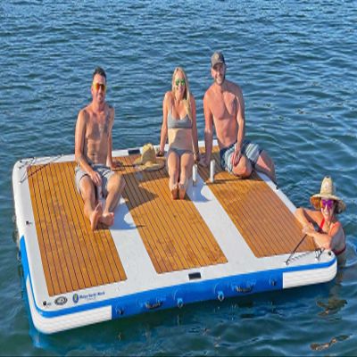 Island Hopper Mega Yacht Dock 10' x 10' Inflatable Water Platform Dock with Bumper Rails