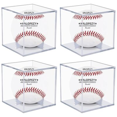 4 Pack Baseball Display Case, UV Protected Acrylic Boxes for Display,Clear Display Case Baseball Cube Memorabilia Showcase Autograph Ball Protector - for Official Size Ball