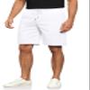 Janmid Men's Linen Casual Classic Fit Short Drawstring Summer Beach Shorts with Pockets White M view 1