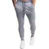 BUXKR Men's Slim Joggers Workout Pants for Gym Running and Bodybuilding Athletic Bottom Sweatpants with Deep Pockets,Light Grey,L view 2