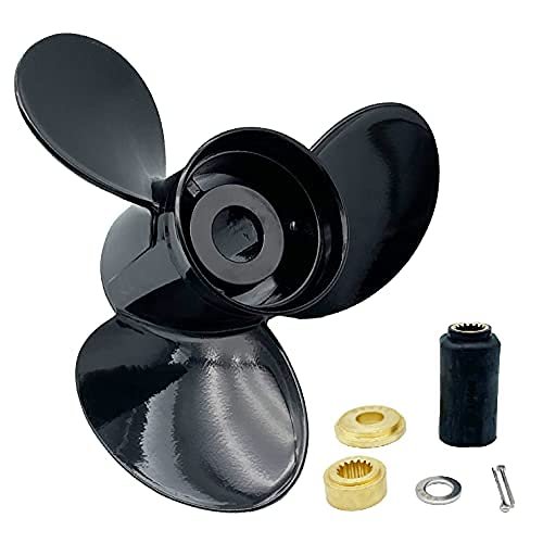 Aluminum Interchangeable Outboard Propeller 13x19 Pitch with F30 Hub Kits Compatible for Tohatsu&Nissan 60-140 with 15 Spline Tooth