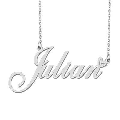 Aoloshow Stainless Steel Silver Julian Heart Name Necklace Charm Pendant Jewelry for Mom Best Friends
