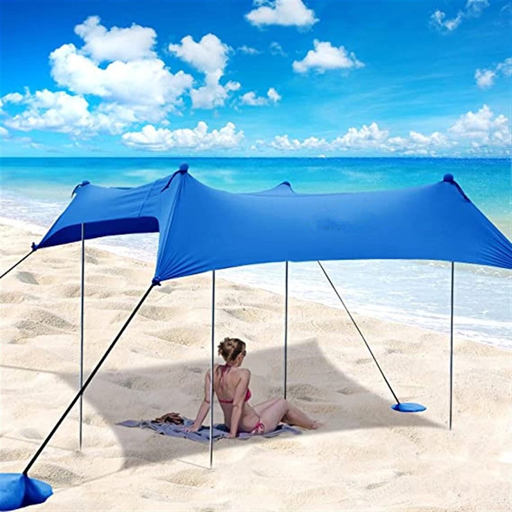 YINHA Lightweight but Heavy Duty Beach Canopy,Portable Tarp,Family Beach Sunshade Canopy UPF50 UV Protection Tent with 4 Aluminum Poles, 4 Sandbag Anchors (Size : 300 * 300cm)