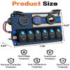 IZTOSS 6 Gang Switch Panel Waterproof Rocker Switch Panel Aluminum American Flag Design Marine Swtich Panel with Dual USB Charger, Digital Voltmeter, Power Socket for Boat Car RV view 2