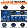 IZTOSS 6 Gang Switch Panel Waterproof Rocker Switch Panel Aluminum American Flag Design Marine Swtich Panel with Dual USB Charger, Digital Voltmeter, Power Socket for Boat Car RV view 3