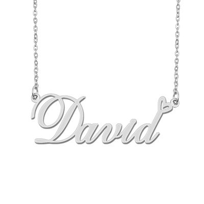 Aoloshow Stainless Steel Silver David Heart Name Necklace Charm Pendant Jewelry for Mom Best Friends