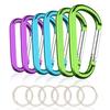 6PCS Carabiner Caribeaner Clip,3 Inch Large Aluminum D Ring Shape Carabeaner with 6PCS Keyring Keychain Hook