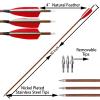 Hunting Archery Carbon Arrows 30 inch Wood Grain Shaft Feather Arrows with Removable Stainless Steel Tips Targeting Arrows for Compound Bow Recurve Bow Sport Bow (Spine 500,12pcs) view 3