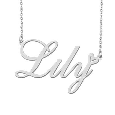 Aoloshow Stainless Steel Silver Lily Heart Name Necklace Charm Pendant Jewelry for Mom Best Friends