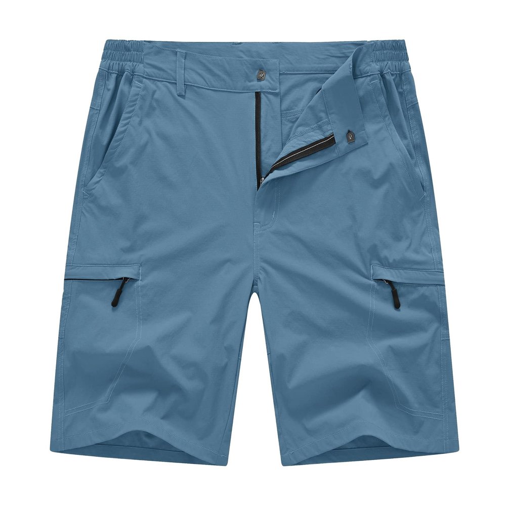 BASUDAM Men's Cargo Hiking Shorts Stretch Quick Dry Lightweight Work Shorts 6 Pockets for Camping Travel Light Blue 34
