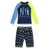Kaerm Kids Boys Rash Guard Long Sleeve Swimwear Swimsuit Shark Cartoon Bathing Suit Tankini Set Navy Blue Fish 5-6 Years view 1