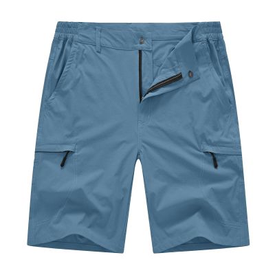 BASUDAM Men's Cargo Hiking Shorts Stretch Quick Dry Lightweight Work Shorts 6 Pockets for Camping Travel Light Blue 38