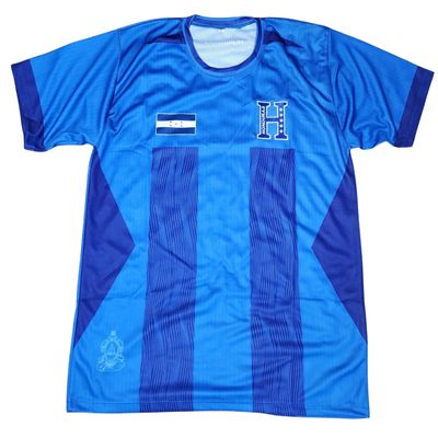 Camisa Seleccion de Honduras, La Camisa del pas que te vo nacer, Colores Azul y Blanco Con la H Bordada (Azul 2 Tonos, Large)