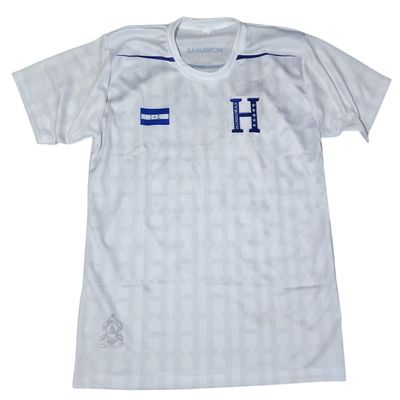 Camisa Seleccion de Honduras, La Camisa del pas que te vo nacer, Colores Azul y Blanco Con la H Bordada (Blanca - White, Large)