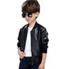 JYCPFLIT Boys' Outerwear Jackets,Kids Faux Leather Jacket, children's motorcycle Faux leather zipper coat (Black, 12) view 1