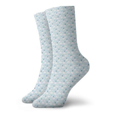 GULTMEE Funky Colorful Cushion Sport Socks,Sweet Baby Themed Repetitive Pattern Of Clouds And Storks In Sky,Athletic Cushioned Running Performance Crew Socks For Men/Women, -12 inch